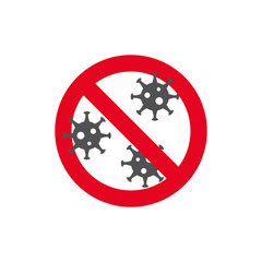 Prohibition sign.No no viruses in flat style.Vector illustration.