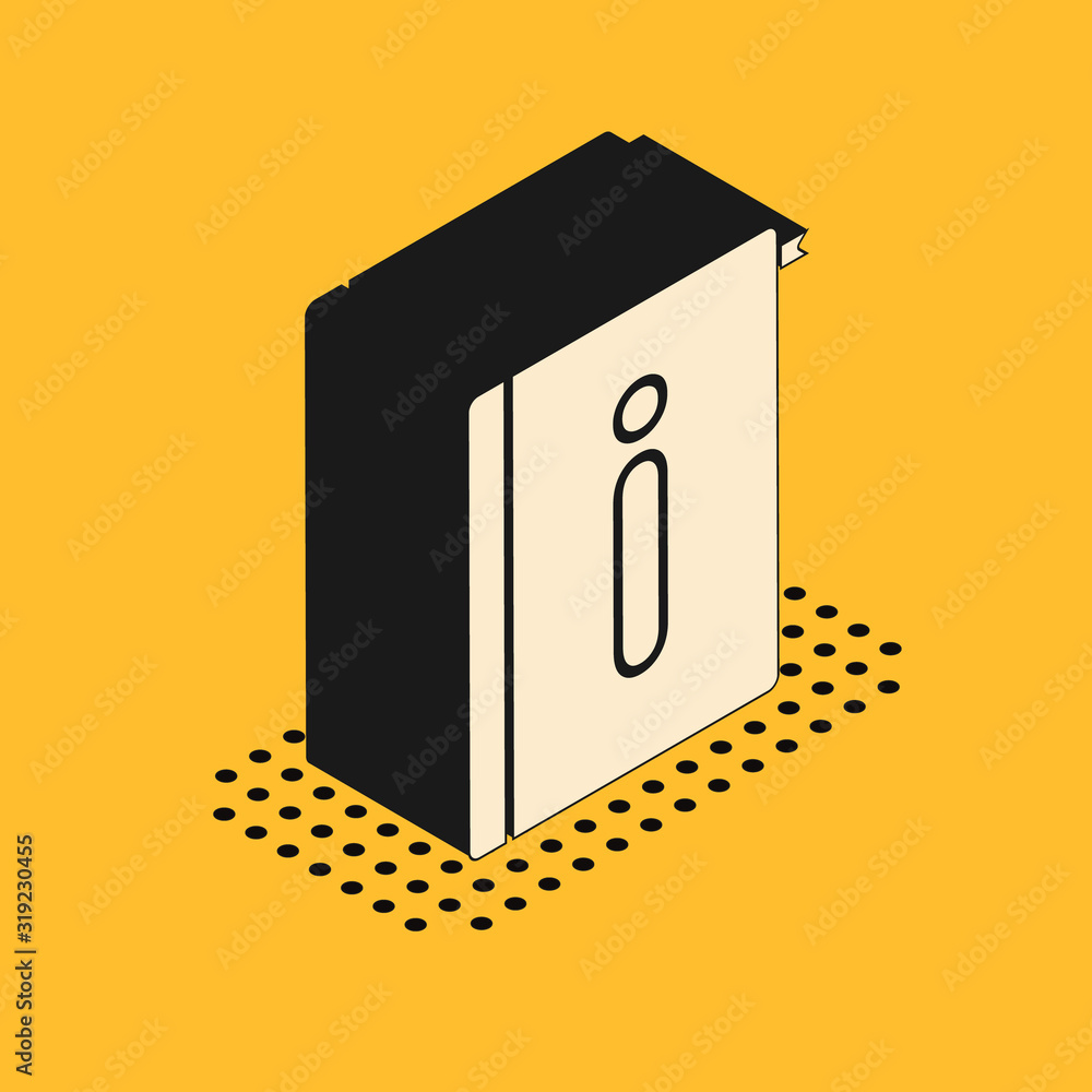 Poster isometric user manual icon isolated on yellow background. user guide book. instruction sign. read be