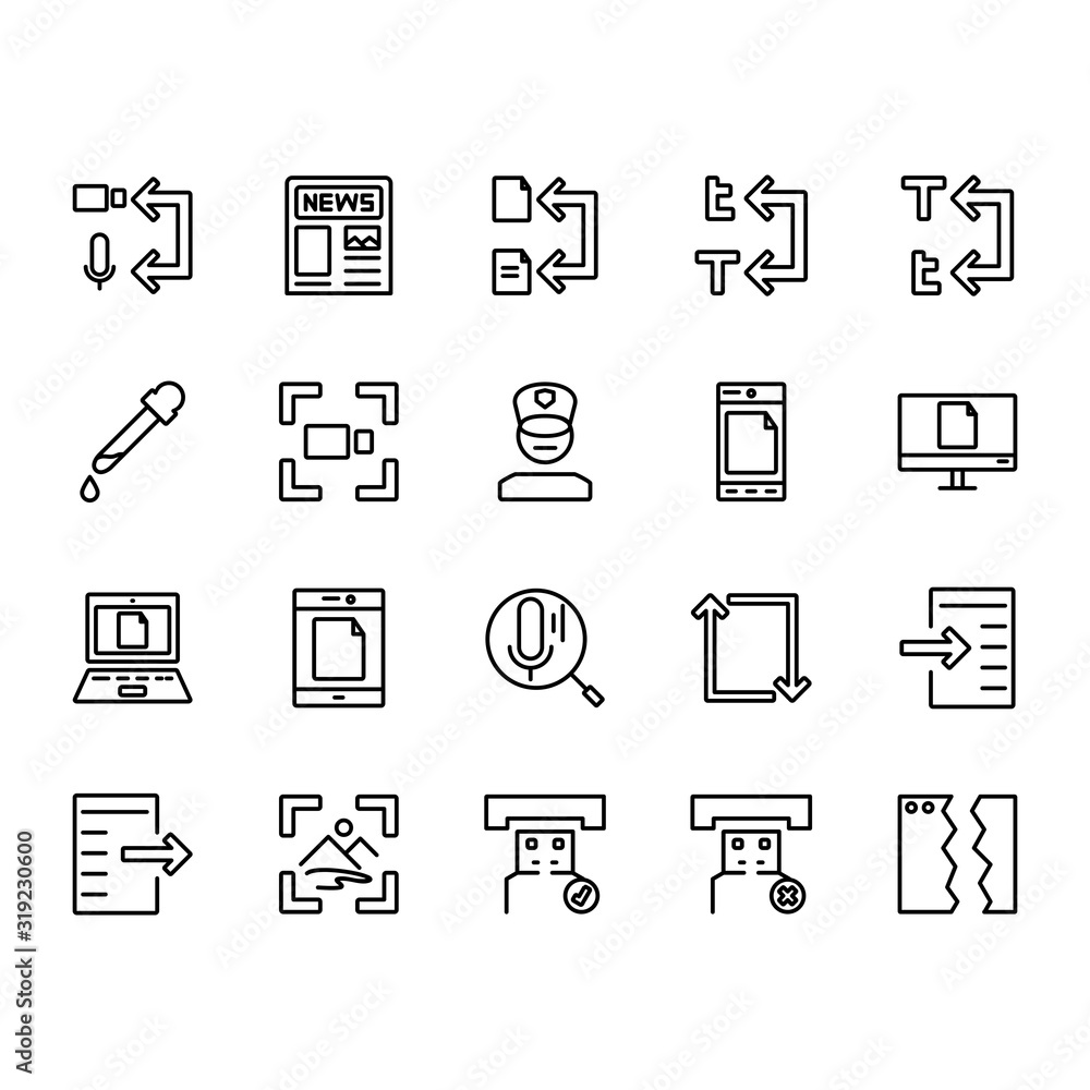 Poster application icon set design line style part 6. perfect for application, web, logo and presentation t