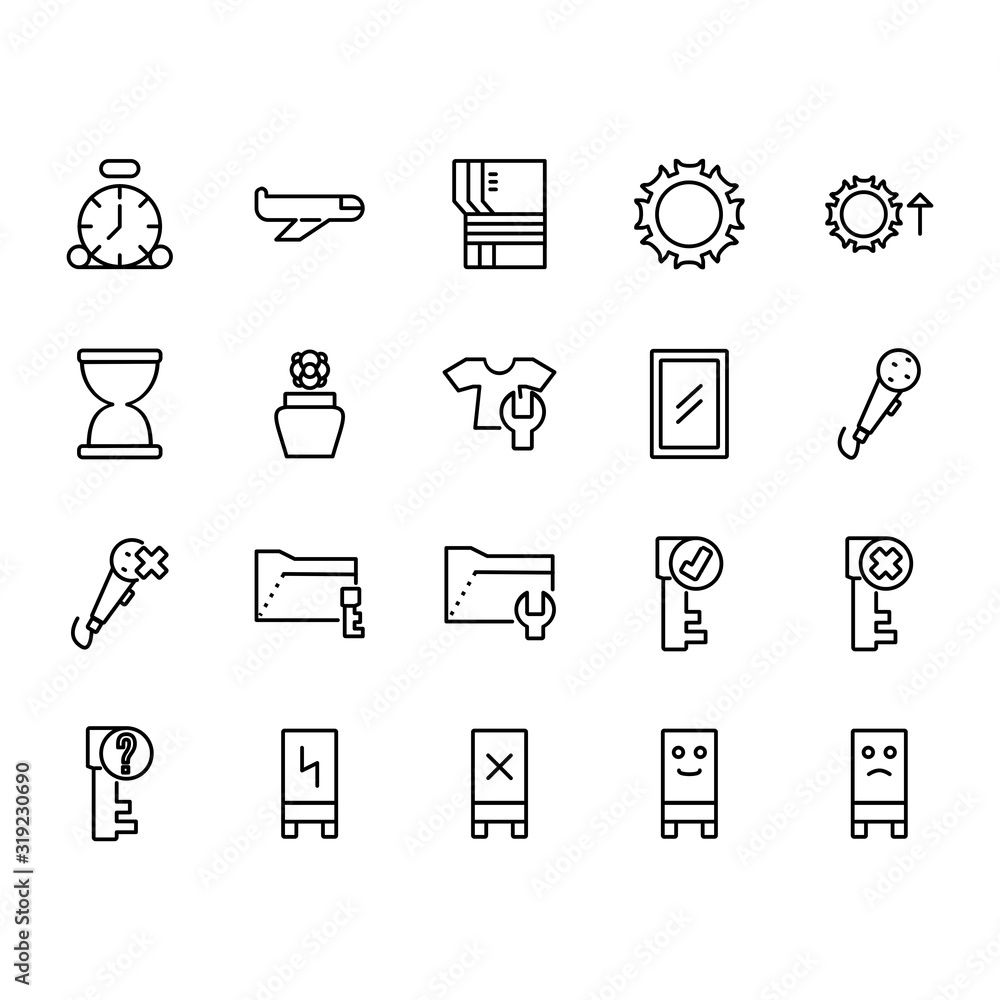 Poster application icon set design line style part 10. perfect for application, web, logo and presentation 