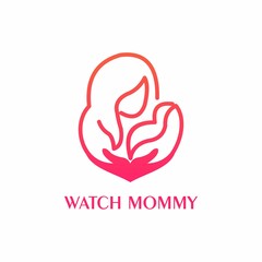 Wacth Mommy Logo with mother holding her baby with heart shape
