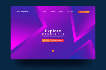 Website Landing Page with gradient colorful Background. Modern design. Easy editable For landing page, banner, website, homepage, card, ui, or apps. Vector illustration