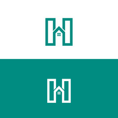 Real estate letter H logo in a house home shape icon design template element