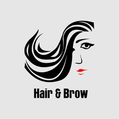 Logo women long hair style icon