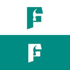 Letter F Hammer Building Services, Repair, Renovation and Construction Logo Design