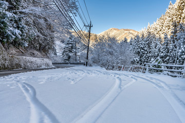 Obraz premium 檜原村の雪景色