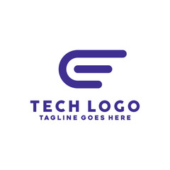 Technology logo design vector template with flat color Concept style. Modern Symbol and Digital icon for App, web, studio, startup, Company And Business.