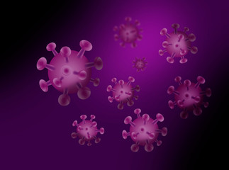 3D interpretation of coronavirus floating in microscopic view. Dangerous pandemic virus infection concept for public health risk disease and flu outbreak. Concept image illustration.