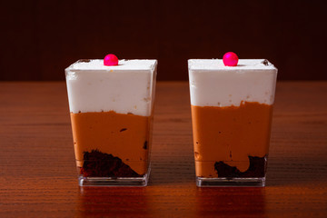 Festive dessert for Valentine's Day in a glass.