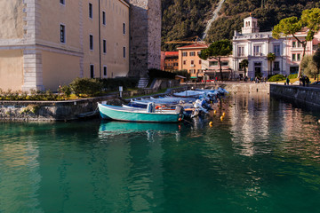 Fototapeta na wymiar Small port in the center of Riva del Garda.