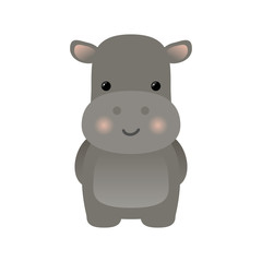 Cartoon funny cute hippo, hippopotamus isolated on white background. Hippo, hippopotamus. Can be used for t-shirt print, kids wear fashion design, baby shower invitation card