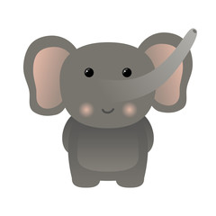 Cartoon funny cute elephant isolated on white background. Can be used for t-shirt print, kids wear fashion design, baby shower invitation card