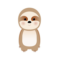 Cartoon funny cute sloth isolated on white background