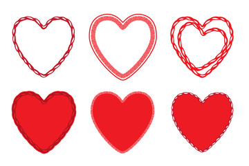 Vector embroidery hearts set. Vector illustration. Fashion decoration template. Love symbol for card, invitation, posters, placards, banners.