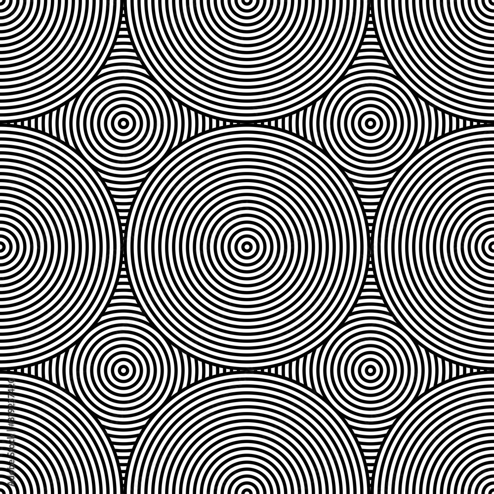 Aufkleber seamless black and white pattern with abstract circle decorative element vector background. perfect 