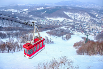 Tenguyama ropeway transport from the base of the mountain to the top of Tenguyama mountain in...