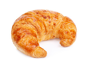 freshly baked croissant isolated on white background