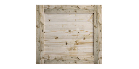 Crate lid isolated against white background, above view, copy space. 3d illustration