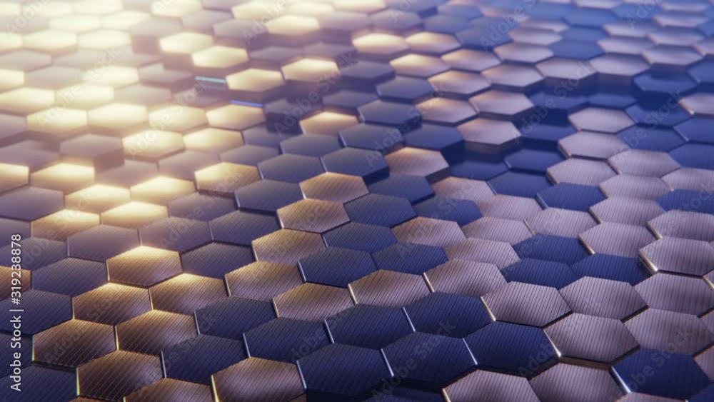 Aufkleber black and golden hexagonal array background loop
