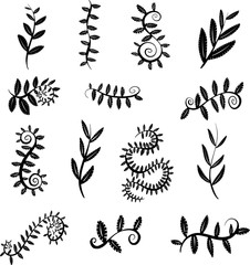 Collection of Black Floral Decorative Borders and Frames For Logos and Design
