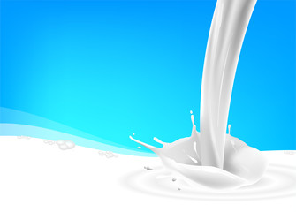 Milk shake splash on blue background food