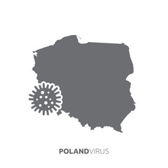 Poland map with a virus microbe. Illness and disease outbreak