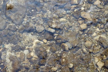 A close view of the clear water of the creek.