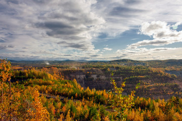 View of the Great Dolomitic Quarry on sunny autumn day, Nizhny Tagil, Russia