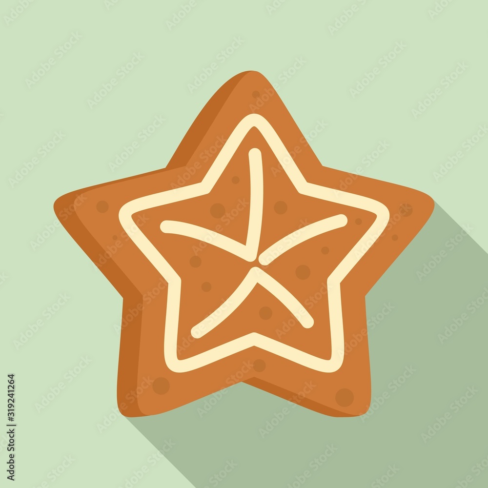 Poster Gingerbread star icon. Flat illustration of gingerbread star vector icon for web design