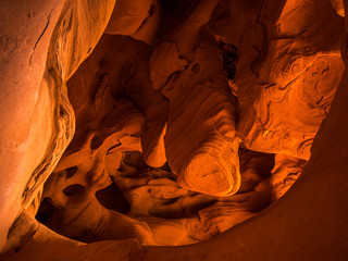 General view of the reddish caves of Can Riera very similar to the Antelope canyon.