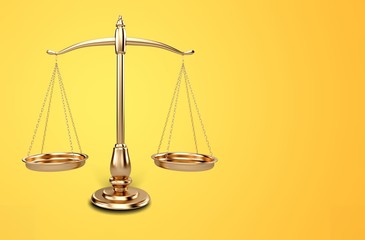 Symbol of justice law scales on pastel background