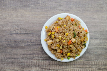 Fried rice plate top view