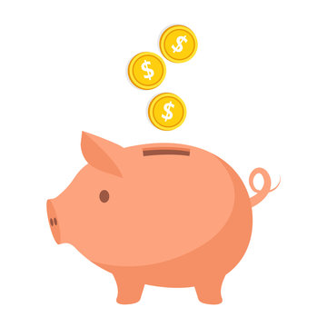 piggy bank with money thrown in business concept