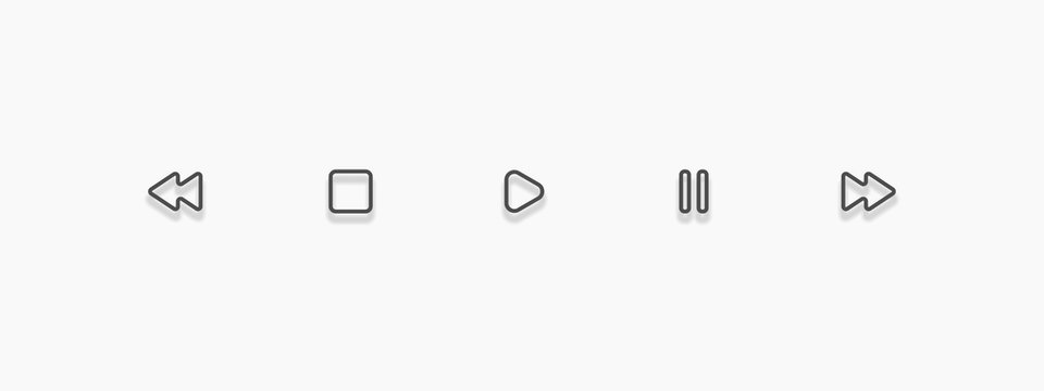 Media player icon set in trendy outline style, vector illustration