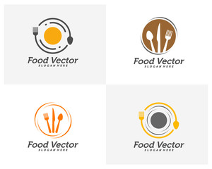 Set of Creative Food logo design vector. Restaurant, food court, cafe logo template. Icon symbol. Illustration