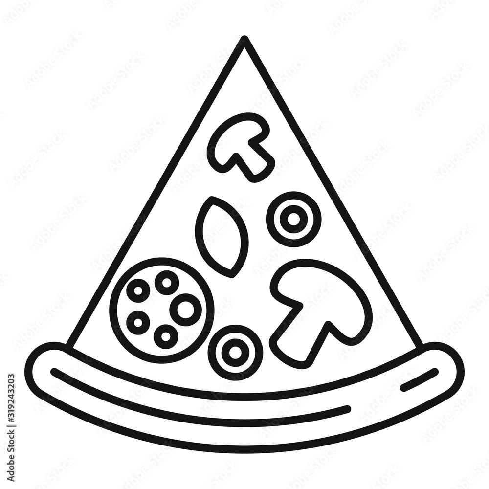 Poster pizza slice icon. outline pizza slice vector icon for web design isolated on white background