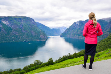 Fototapeta na wymiar The landscape of Aurlandsfjord in Norway.