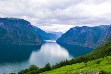 Fototapeten The landscape of Aurlandsfjord in Norway. © jana_janina