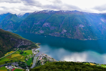 The landscape of Aurlandsfjord in Norway.