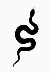Black silhouette snake. Isolated symbol or icon snake on white background. Abstract sign snake. Vector illustration