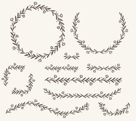 Vector illustration of decorative corner frame set