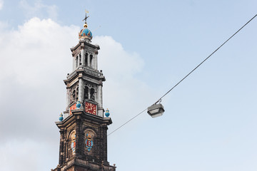 Fototapeta na wymiar Spitze der Westerkerk Kirche in Amsterdam