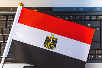  flag of Egypt on computer, laptop keyboard