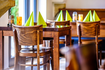 table and chairs at a cafe