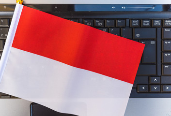  flag of  Indonesia  on computer, laptop keyboard