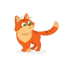Cute, Funny and Curious Red Cat on a white background, vector