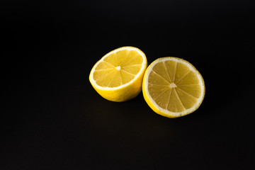 Lemon on the black backround