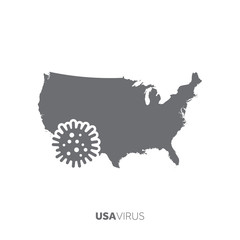 USA map with a virus microbe. Illness and disease outbreak
