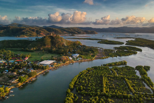 Aerial view Sunset Beach kuta mandalika