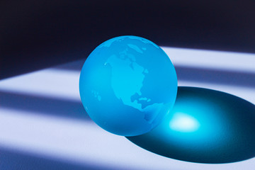 globe on blue background